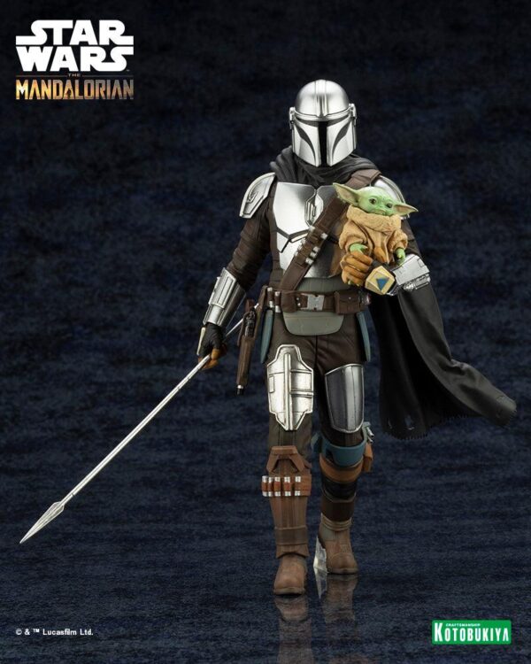 Kotobukiya – Star Wars: The Mandalorian – ARTFX+ Mandalorian & Grogu with Beskar Staff - Imagen 3
