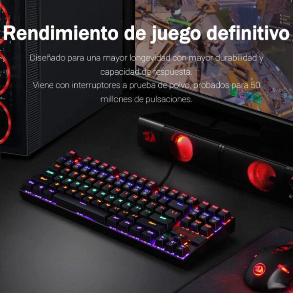 Teclado Mecánico Redragon Kumara K552 Negro Rainbow SW Outemu Red (Español) - Todo Geek