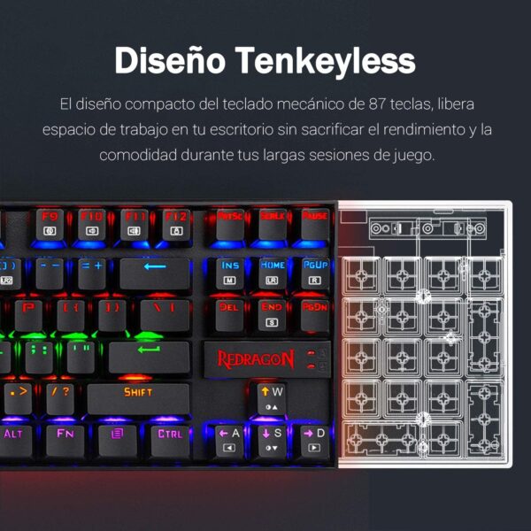 Teclado Mecánico Redragon Kumara K552 Negro Rainbow SW Outemu Red (Español) - Todo Geek